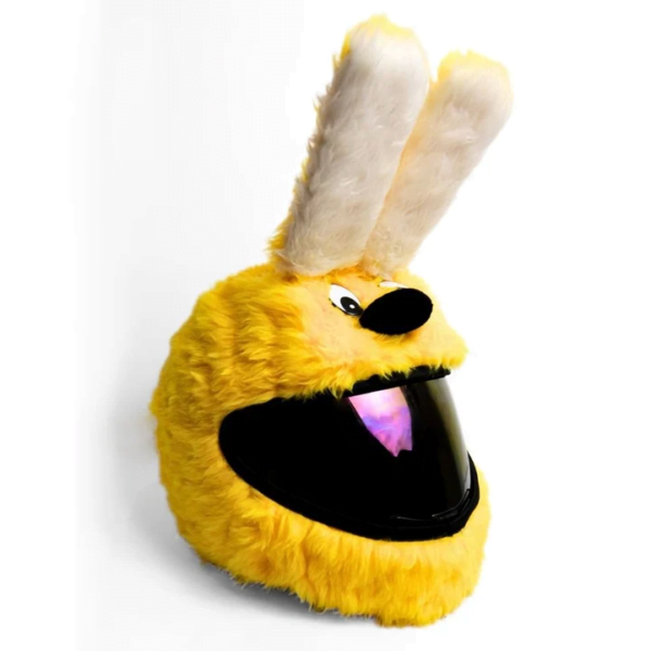 Yellow bunny helmet cover bunnyhelmet.com